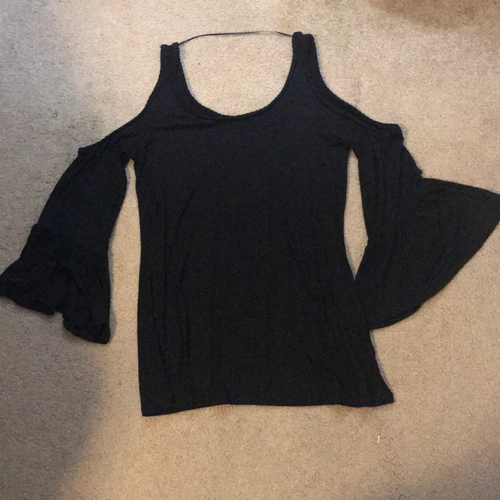 Black Shoulder cut out blouse